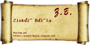 Ziskó Béla névjegykártya